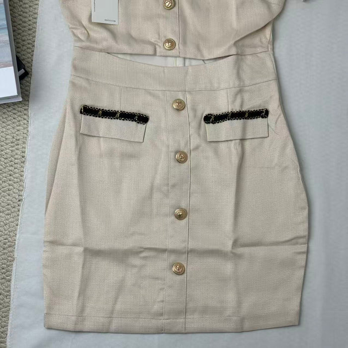 Chic Square-Neck Slim-Fit Dress for Petites