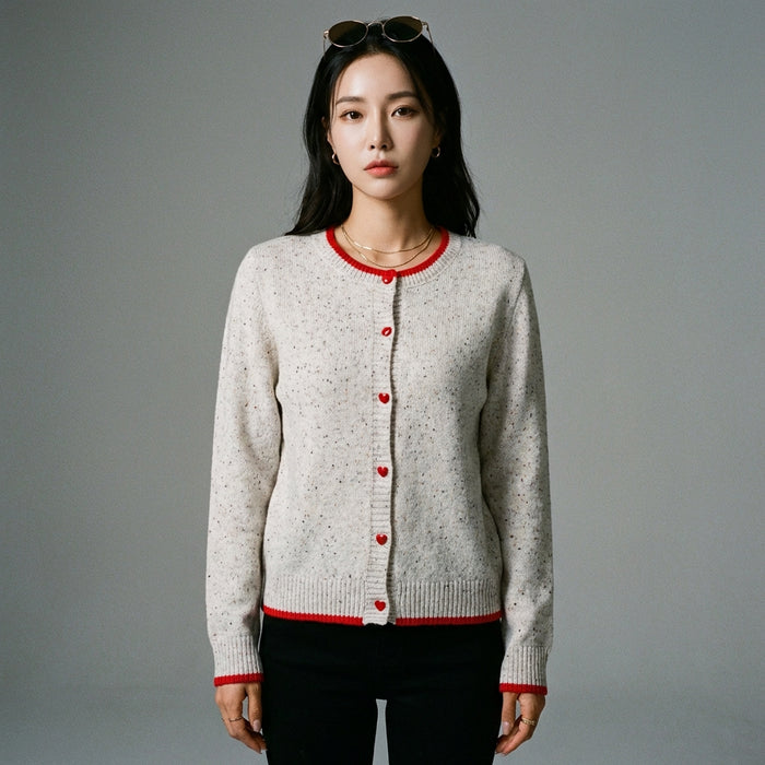 Cardigan tricoté bicolore gris clair femme - K-fashion élégante - Taille S