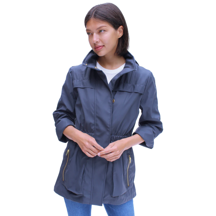 Navy Blue CIao Milano Luxury Rain Jacket Raincoat Luxury Coat