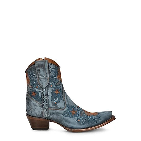 Circle G ~LD Blue Jean Floweered Embroidery Ankle Boot