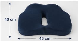 Coccyx Extra Memory Foam Cushion with Cotton Cover – Navy Blue Ergonomic Seat Support Cushion 40 x 45 cm