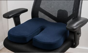 Coccyx Extra Memory Foam Cushion with Cotton Cover – Navy Blue Ergonomic Seat Support Cushion 40 x 45 cm