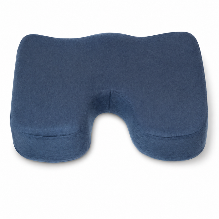 Coccyx Memory Foam Cushion with Cotton Cover – Navy Blue Ergonomic Seat Support Cushion 35 x 45 cm