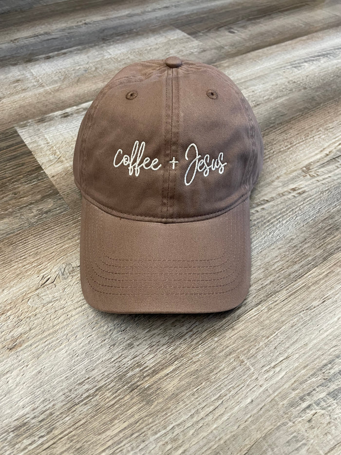 Coffee + Jesus {Embroidered Hat} ~ Comfort Colors