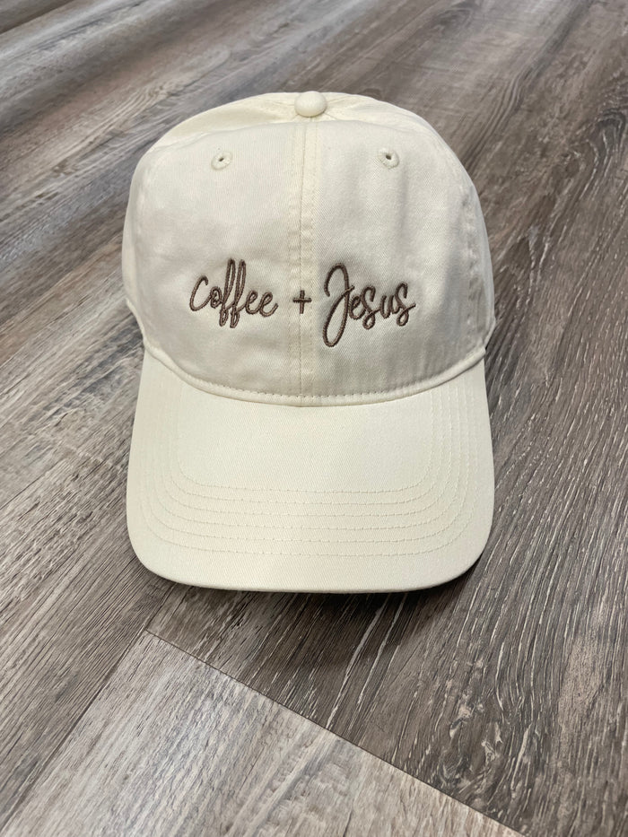 Coffee + Jesus {Embroidered Hat} ~ Comfort Colors