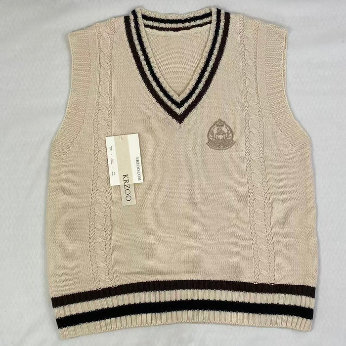 College-style knitted pullover vest