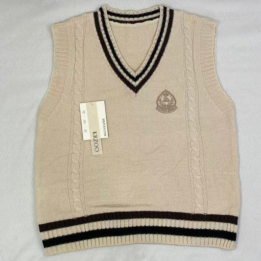 College-style knitted pullover vest