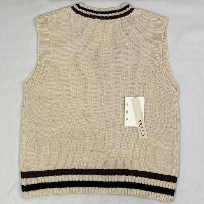 College-style knitted pullover vest