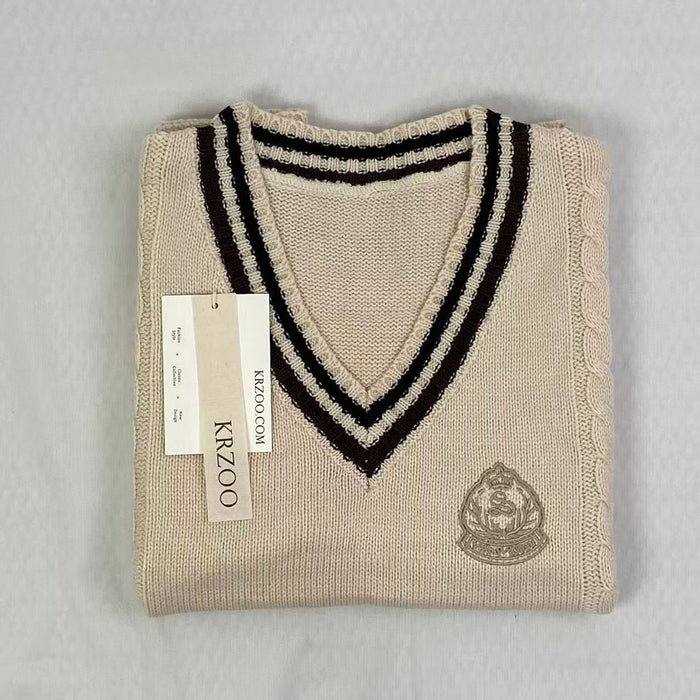 College-style knitted pullover vest