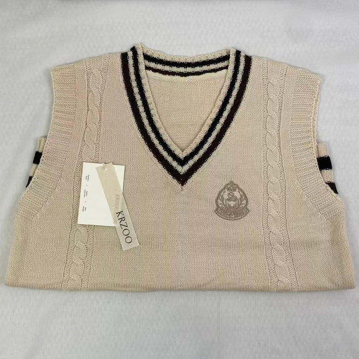 College-style knitted pullover vest