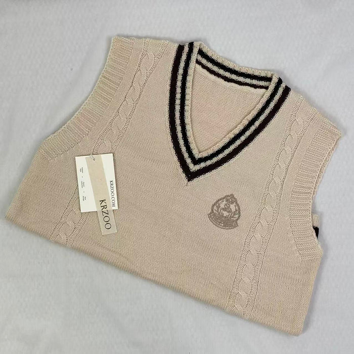 College-style knitted pullover vest