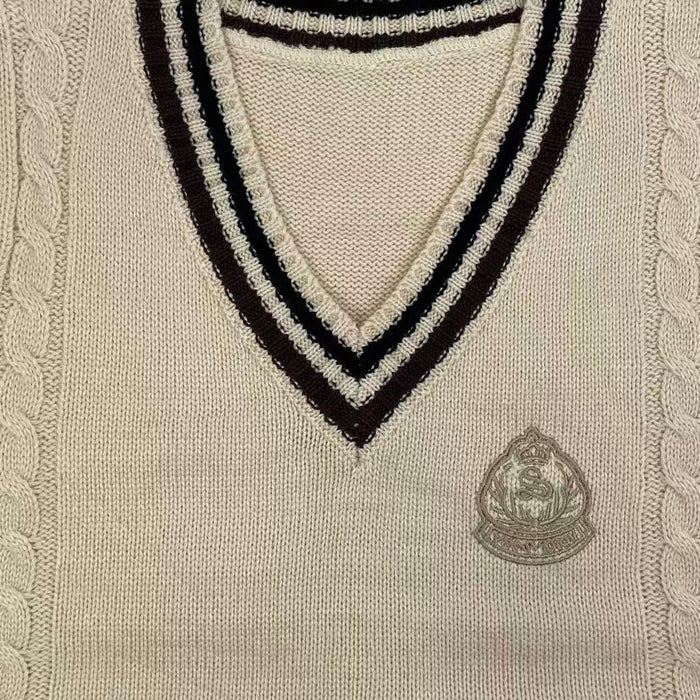 College-style knitted pullover vest
