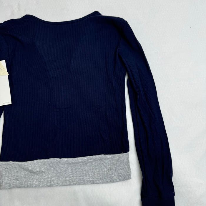 Color-Blocked Faux Two-Piece Long-Sleeved Top