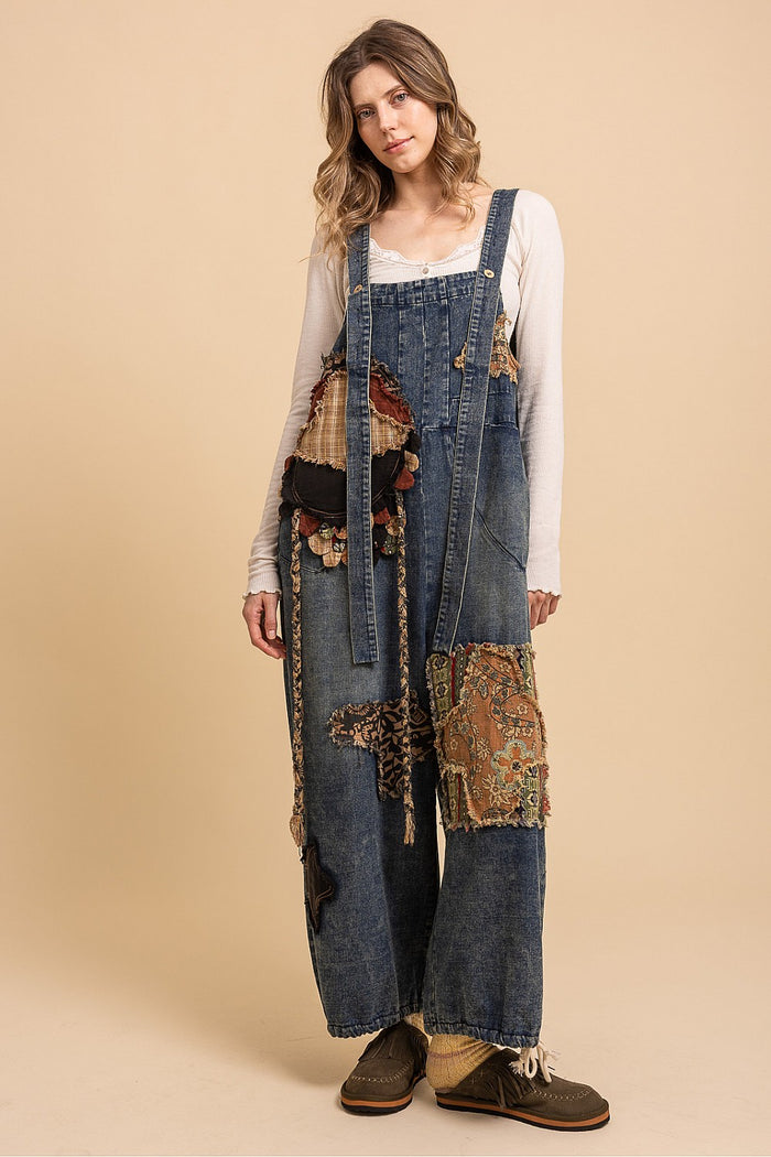 CONTRAST PATCHED CAPRI OVERALLS