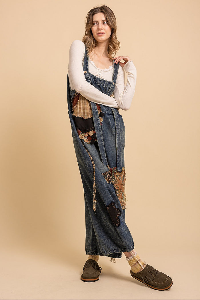 CONTRAST PATCHED CAPRI OVERALLS