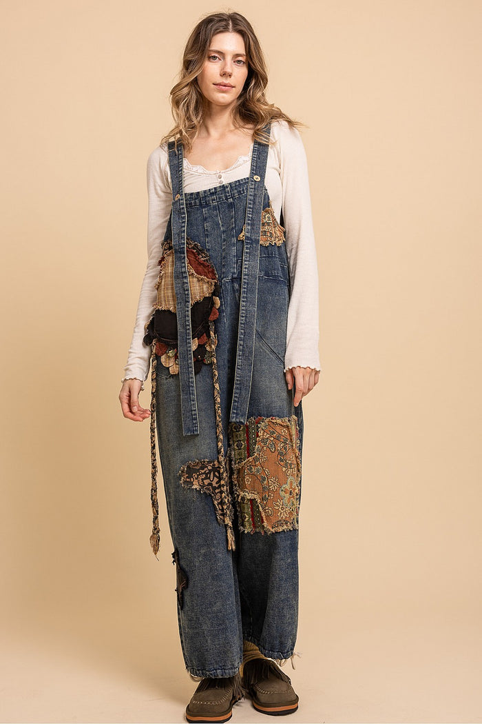 CONTRAST PATCHED CAPRI OVERALLS