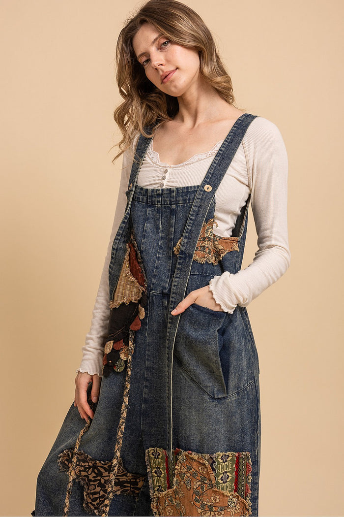 CONTRAST PATCHED CAPRI OVERALLS