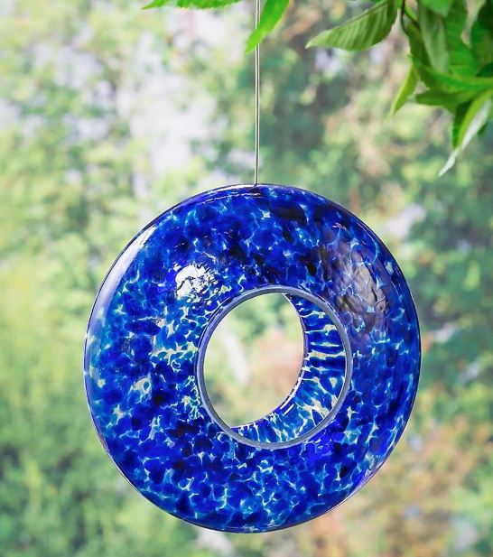 Cottage Garden Bird Feeder, Glass Swirl Circle Feeder, Asst of 3
