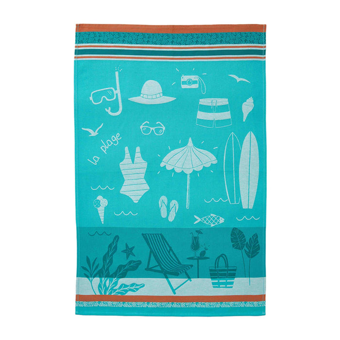 Coucke - À La Plage Blue Tea Towel