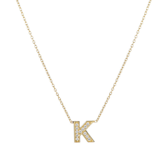 Custom Impression Initial Necklace (Water Resistant & Pave Crystal)