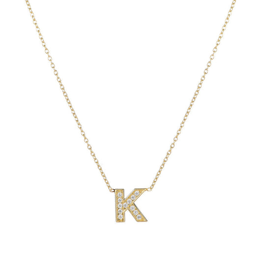 Custom Impression Initial Necklace (Water Resistant & Pave Crystal)