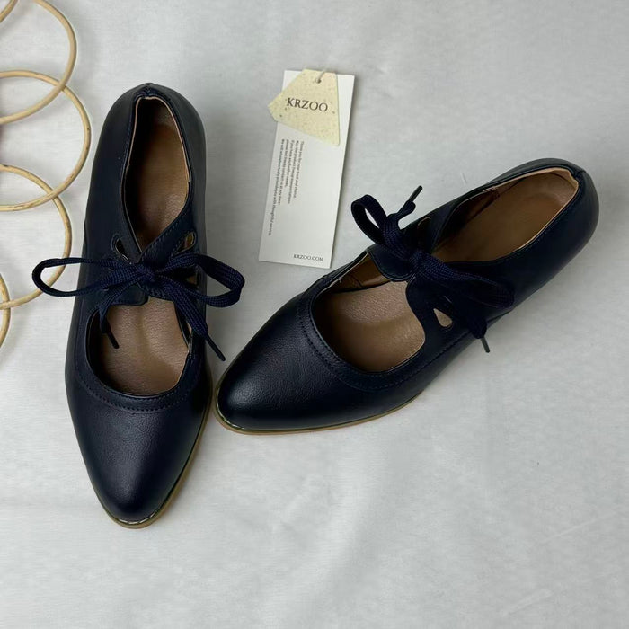 Cut-Out Lace-Up High-Heeled Casual Shoes
