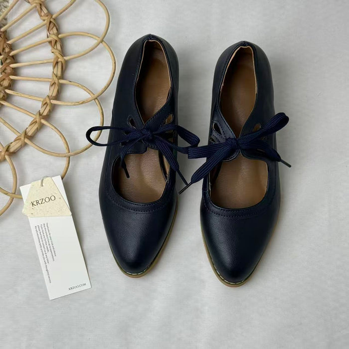 Cut-Out Lace-Up High-Heeled Casual Shoes