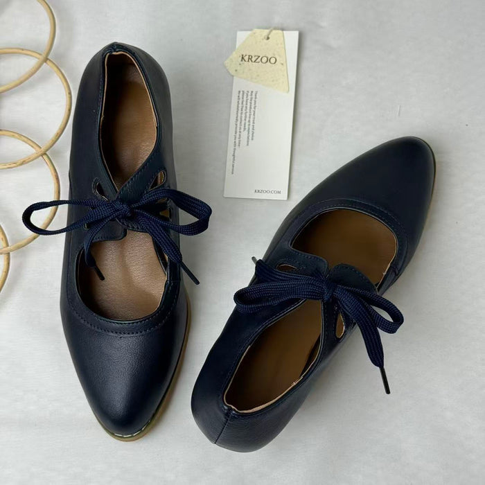 Cut-Out Lace-Up High-Heeled Casual Shoes