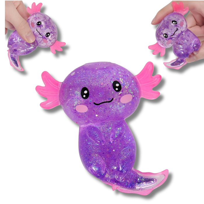 Cute Axolotl Squishy Glitter Fidget Kids Toy- Assorted