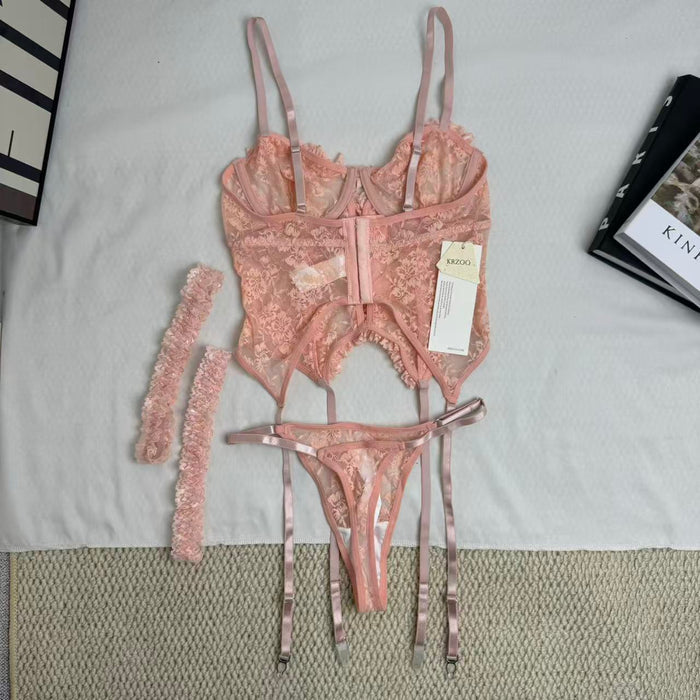 Cute Bow-Accented Sheer Slim-Fit Two-Piece Set