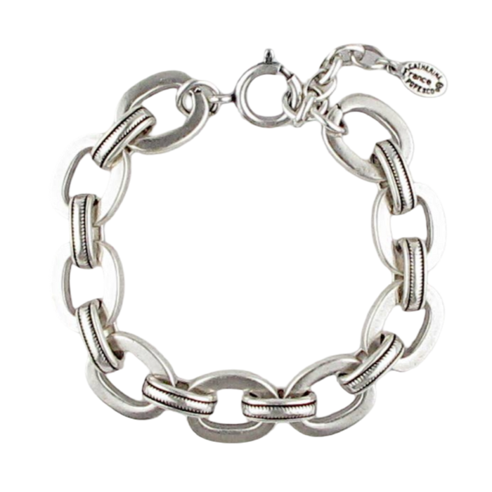 silver link bracelet, Swarovski crystal bracelet, La Vie Parisienne jewelry, French artisan bracelet, classic silver bracelet, vintage inspired bracelet, handcrafted silver jewelry, heirloom silver bracelet