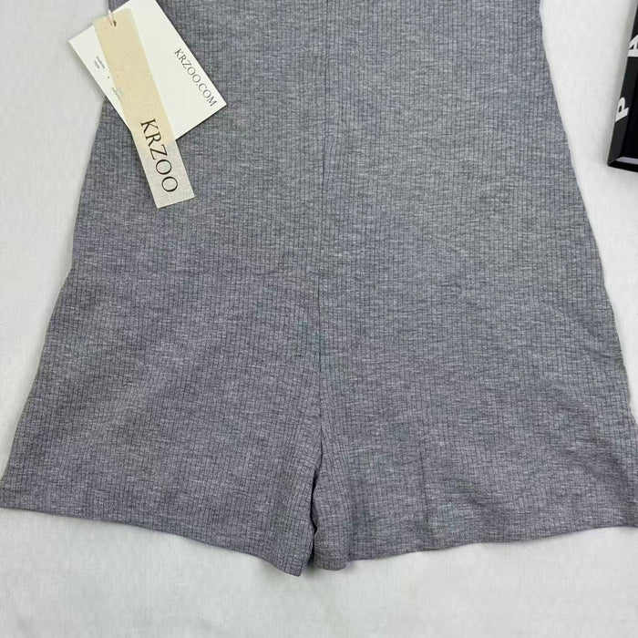 Deep V-neck fitted short-sleeved one-piece dress