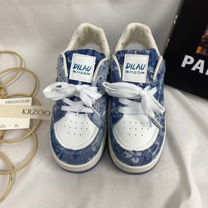 Denim Blue Height-Lncreasing Shoes