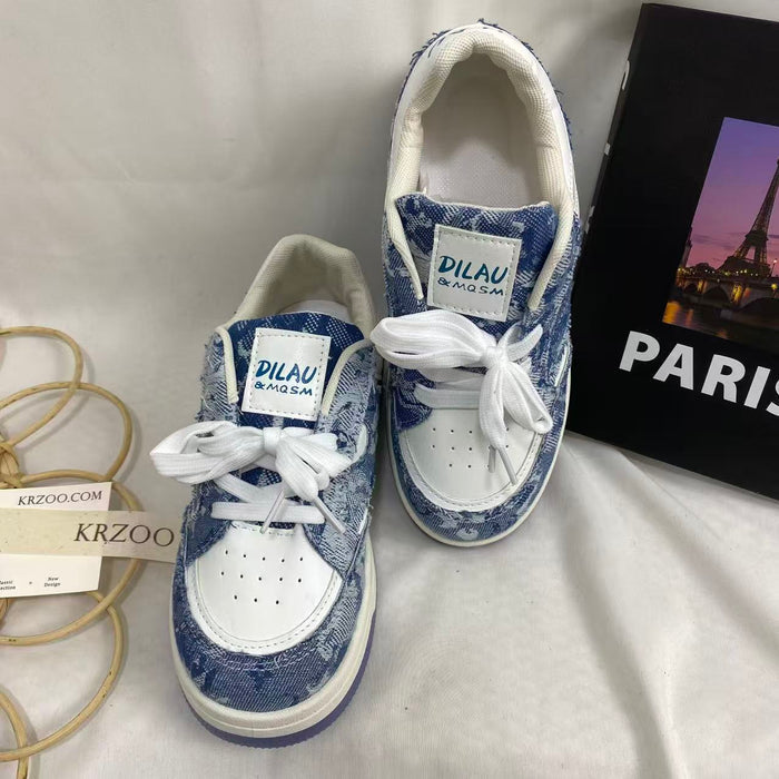 Denim Blue Height-Lncreasing Shoes