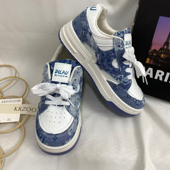 Denim Blue Height-Lncreasing Shoes