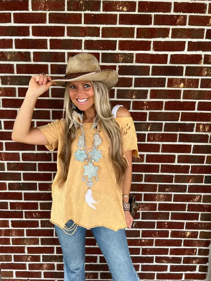 Distressed Ragged Tee- 4 colors