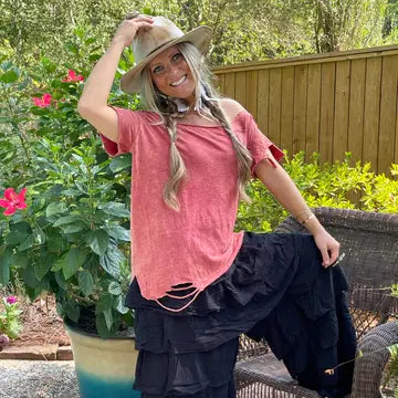 Distressed Ragged Tee- 4 colors