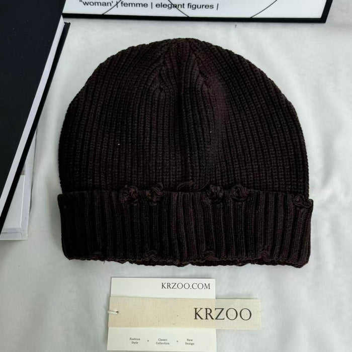 Distressed Ripped Knit Hat