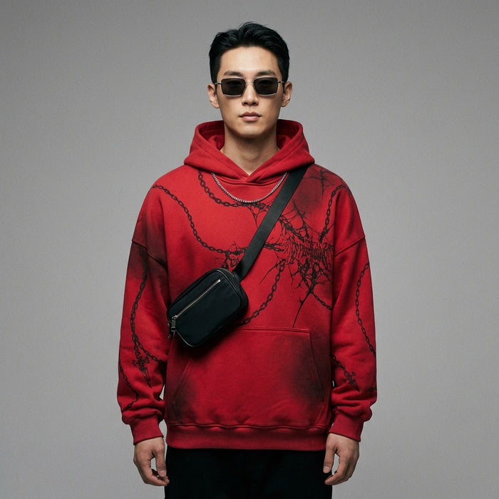 Sweat à capuche streetwear distressed unisexe - Koreanxwear - Taille S