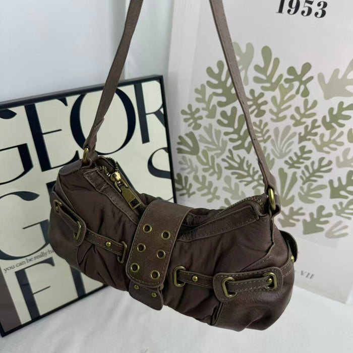 Distressed Vintage-Style Underarm Bag