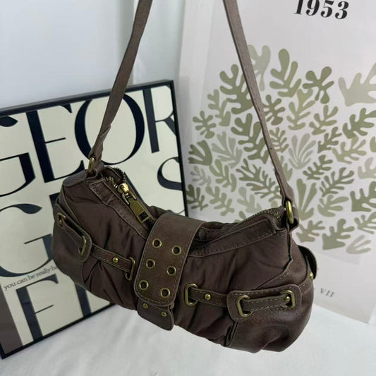 Distressed Vintage-Style Underarm Bag
