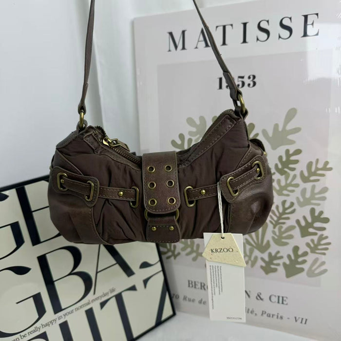 Distressed Vintage-Style Underarm Bag