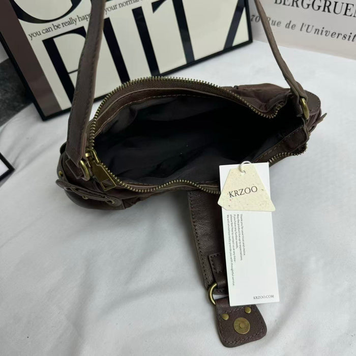 Distressed Vintage-Style Underarm Bag