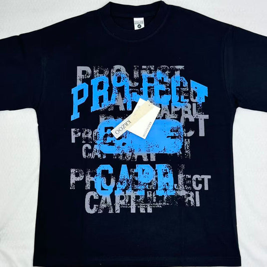 Doodle-style letter print short sleeve shirt