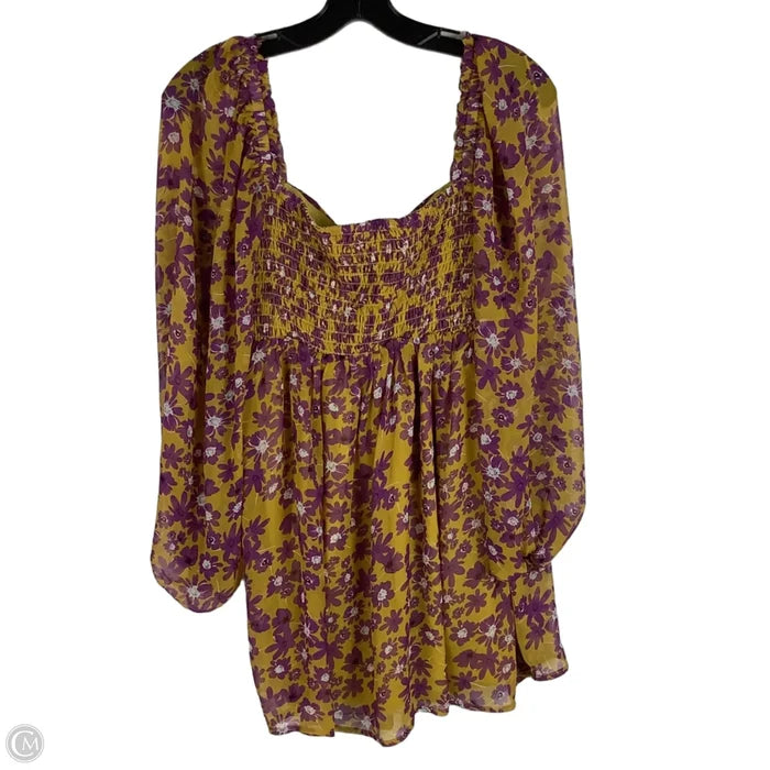 Dress Casual Short By Lush In Purple & Yellow, Size: S