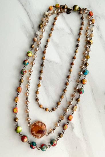 Dylan Designs - Janet Short Necklace-Orange