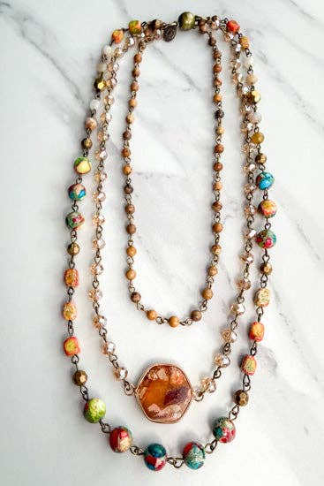 Dylan Designs - Janet Short Necklace-Orange