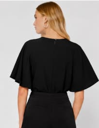 Elegant Pearl Detail Flutter Sleeve Blouse – Women’s Casual & Formal Chiffon Top