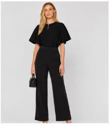 Elegant Pearl Detail Flutter Sleeve Blouse – Women’s Casual & Formal Chiffon Top