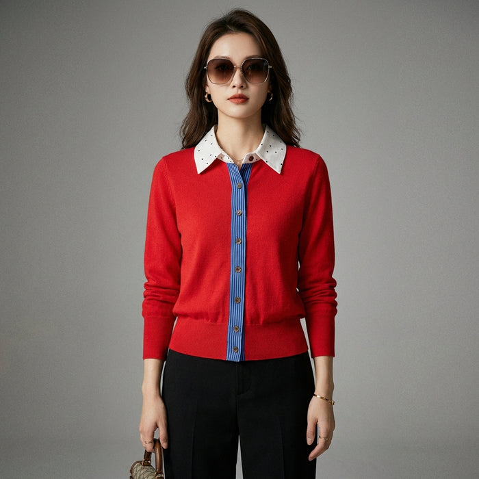 Cardigan tricoté rétro élégant pour femme - Koreanxwear - Taille S